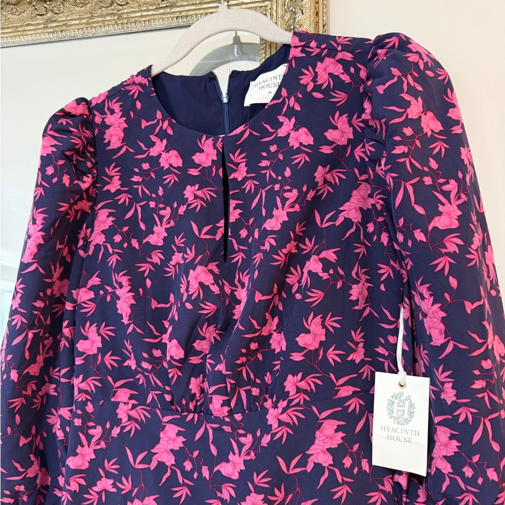 NWT Tuckernuck Hyacinth House Floral Fuchia and Navy Women's Dress XS - Picture 3 of 4